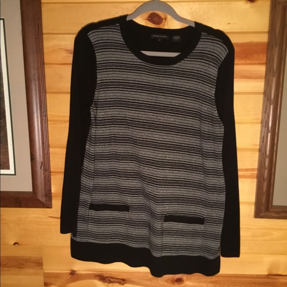 Black and winter white Cotton sweater.